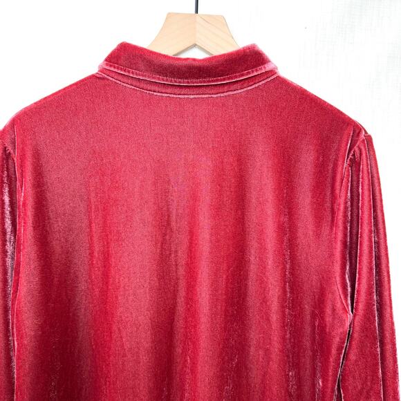 SOFT SURROUNDINGS Boyfriend Button Down Shirt Velour Tunic Length Size L Boho - Picture 5 of 9